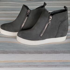 Steve Madden Charcoal Zip Wedge Sneakers